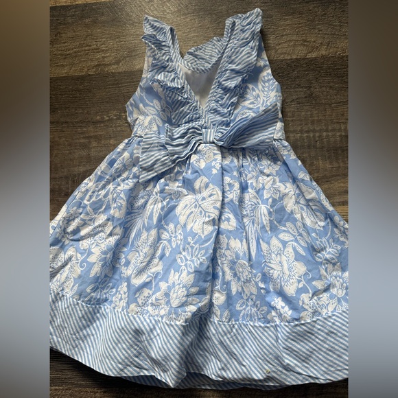 Savanna Girls Blue White Floral Stripe Bow Dress Sleeveless Size 3T (Estimated) - Picture 4 of 7